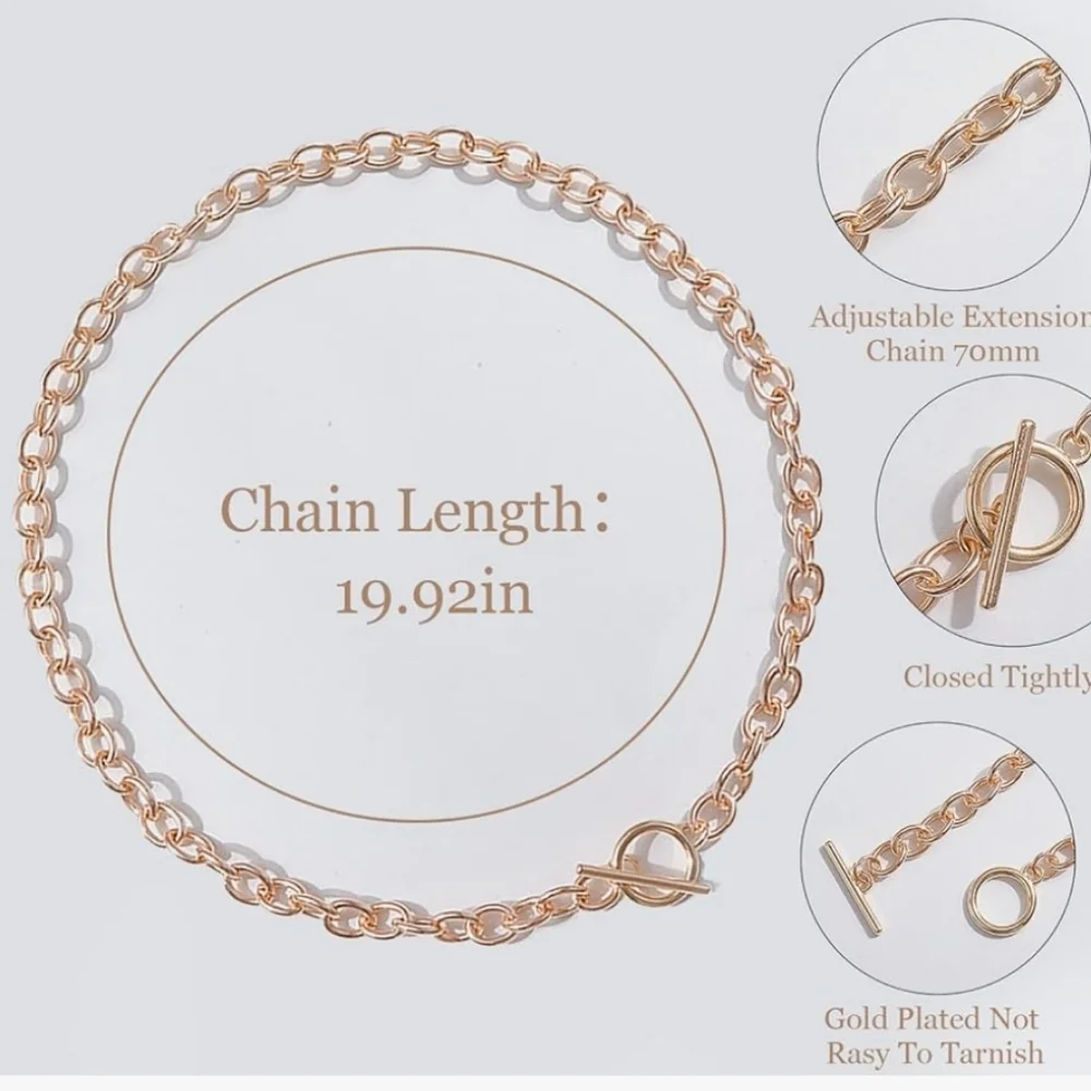 18K Gold Toggle Chain Necklace NWT - Picture 3 of 4